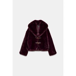 ZARA SHORT FAUX FUR COAT WITH FIREMAN CLASPS